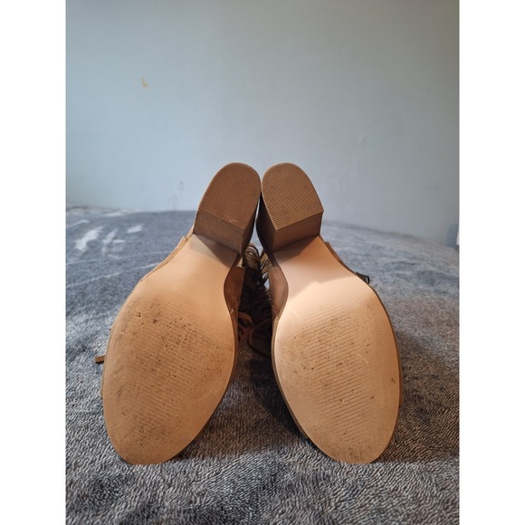 Carlos Santana Brown Suede Fringe Peep-Toe Ankle Boots - Picture 13 of 15